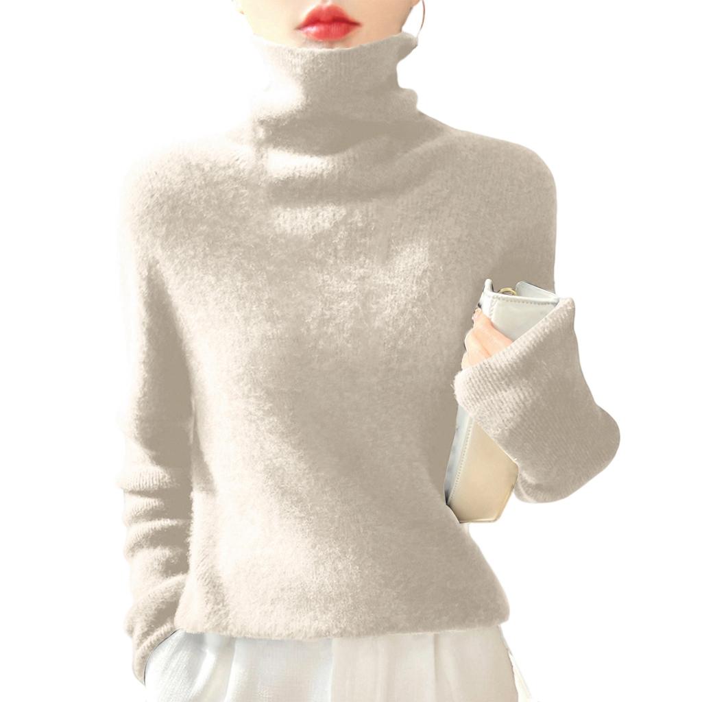 Women's High-Neck Slim-Fit Knit Top Soft And Cozy Sweater