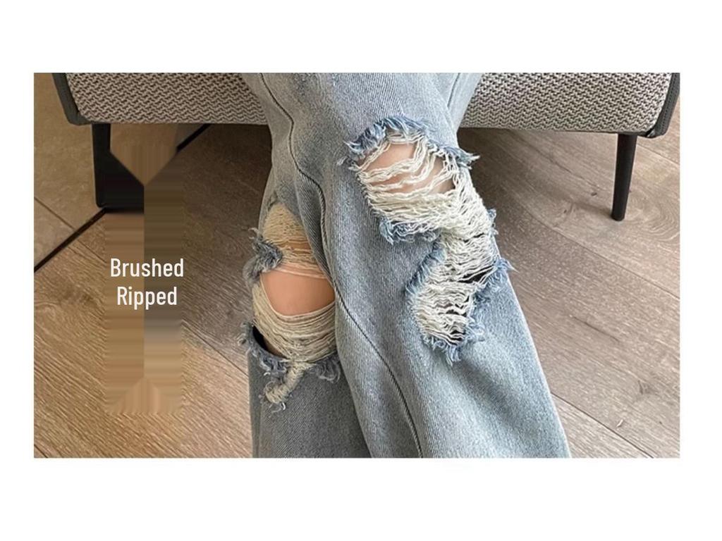 Women's High-Waisted Wide-Leg Ripped Jeans - Spring/Summer 2026