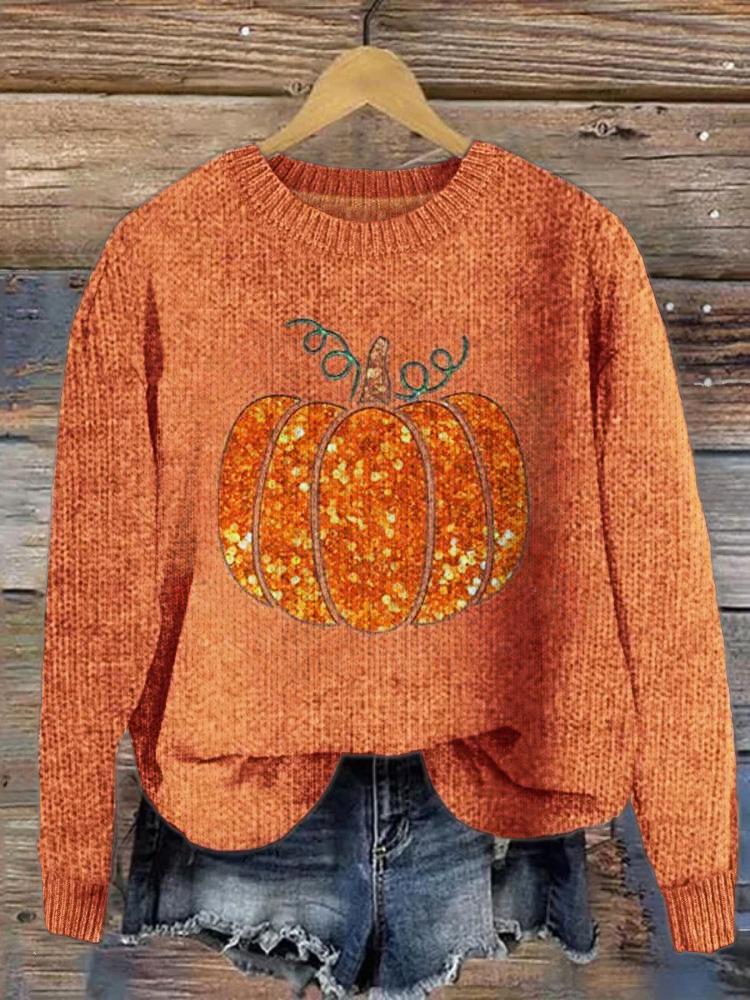 Женская толстовка Свитер Тыква Хэллоуин Женский Осенне-зимний Европейский Американский Повседневный V-образный вырез Топ с открытыми плечами Искусственный мех Свободный топ Новый 5XL