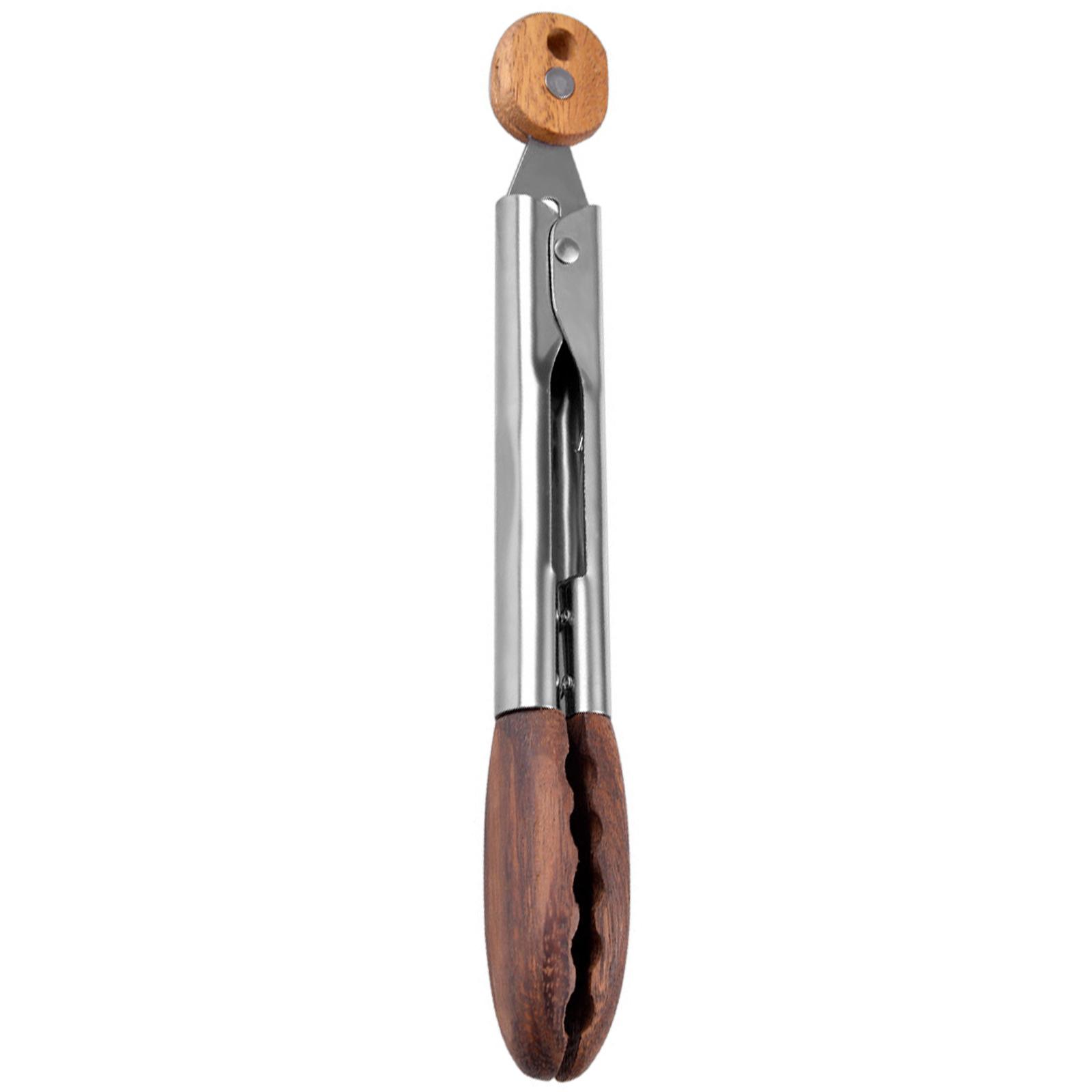 

Прочные щипцы из грецкого ореха, щипцы для салата, деревянная посуда для приготовления пищи и использования на кухне, головка из нержавеющей стали для легкой обработки продуктов M