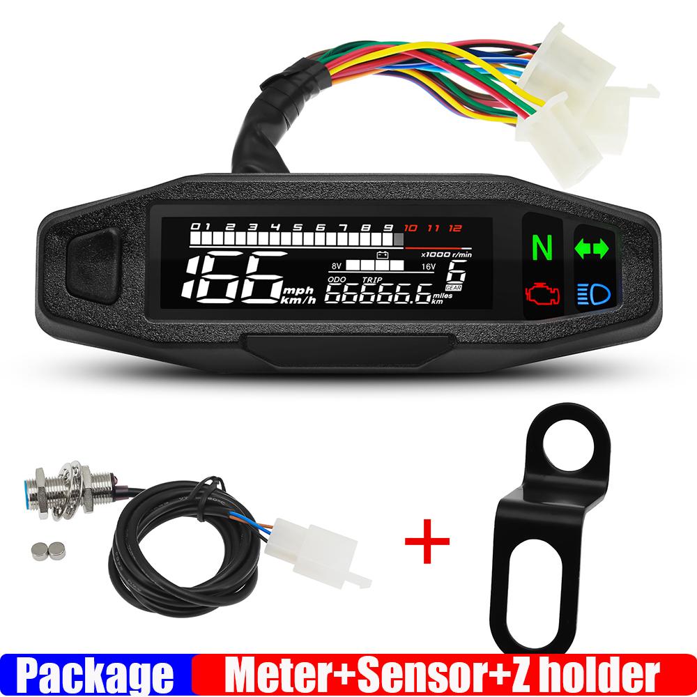 Universal LCD Digital Motorcycle Meter Speedometer Odometer RPM Fuel Meter LCD Digital Gauge Turn Signal Light for All Motor