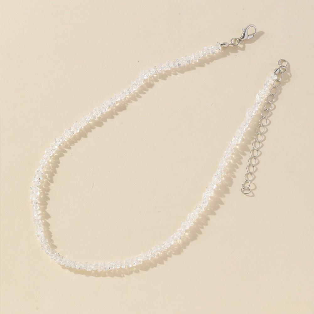 Multi-faceted Crystal Glass Crystal Choker Necklace Simple Collarbone Necklace Women