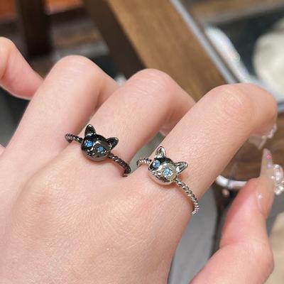 Bague chat mignonne pour femme, design de niche, sens du style doux et rétro, ouverture tendance, personnalité, bague ins pour couple