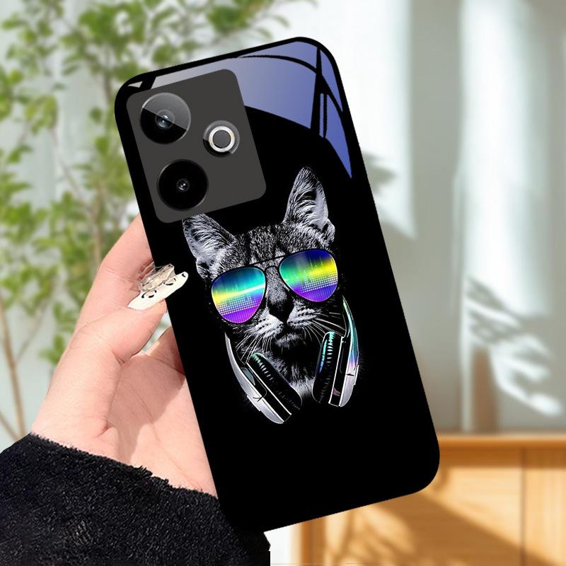 Für Realme GT7 5G Hülle Luxus Malerei Cover Gehärtetes Glas Handyhülle Für Realme GT 7 Fundas Harte PC Stoßfeste Schale Bumper