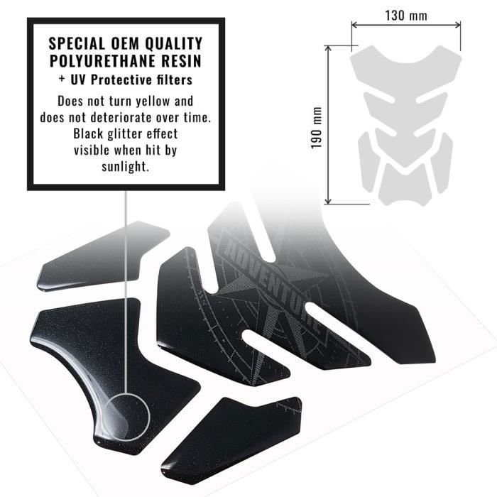 Protection Adhésive 3D - GS - Noir Glitter - 19 x 13 cm - Polyuréthane - Résistant aux UV