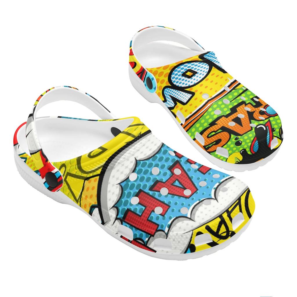 Printed EVA Clogs for Beach Pool Garden Lightweight Breathable Slip On Shoes Women Men Home Bathroom Sandals Home Outdoor Use