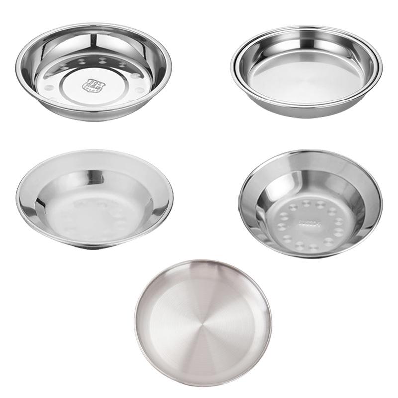 Food-Grade Stainless Steel Multi-Purpose Plate: Ideal for Soup, Dinner, Fruit, Steaming, and Household Use.