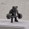 Small Bulldog Statue 3D Printed Fitness Figurine, Modern Muscular Barbell Dog Office Ornament Statue, Black Sculpture for Home Desk Decor Decoration