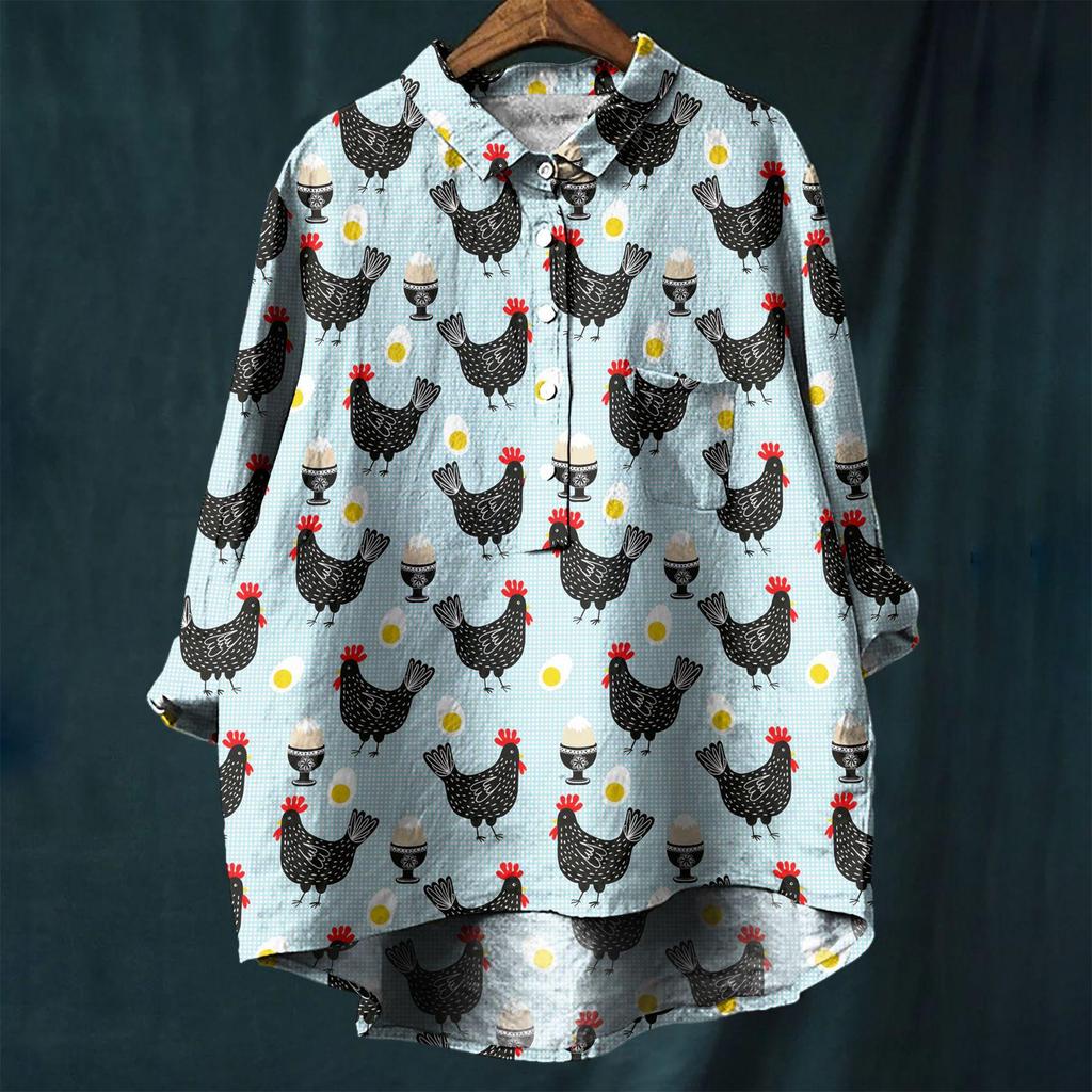 2025 European & American Casual Holiday Long-Sleeve Hawaiian Print Shirt