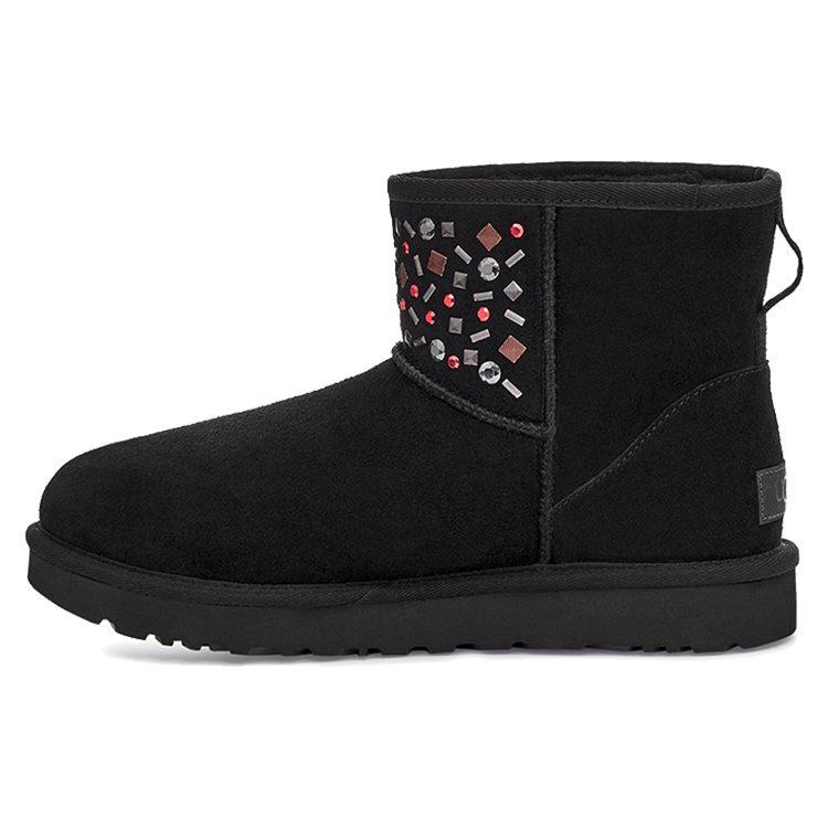 UGG Classic Mini Stud Ii Rivets Snow Boots Black Women's 1119101-BLK
