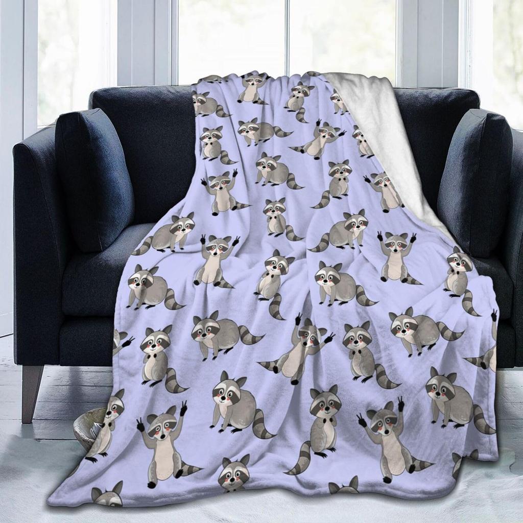 Waschbär Kuscheldecke Waschbär Geschenke für Mädchen Jungen Frau Weich Leicht Warm Fleece Flanell Plüschdecke für Bett Sofa Couch