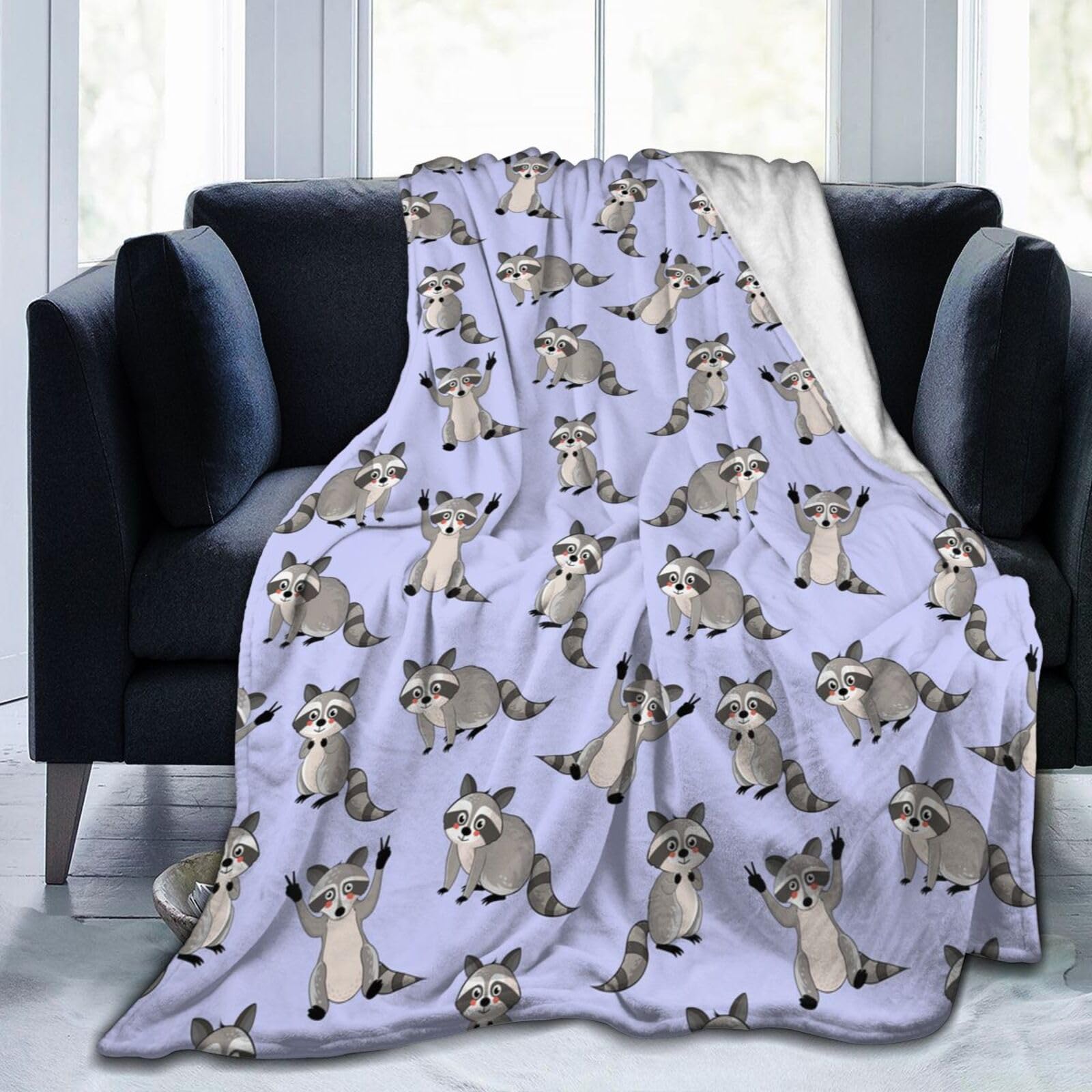 

Raccoon Throw Blanket Raccoon Gifts for Girls Boys Woman Soft Lightweight Warm Fleece Flannel Plush Blanket for Bed Sofa Couch 80x120cm