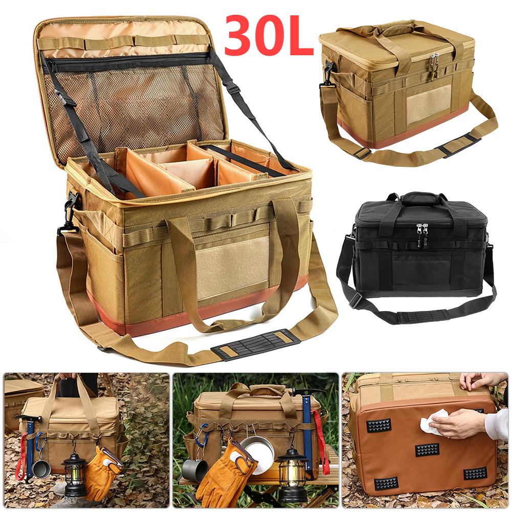 30L Camping Storage Box Outdoor Cooking Utensil Organizer Multifunctional Large Capacity Car Trunk Storage Bag Camping Supplies