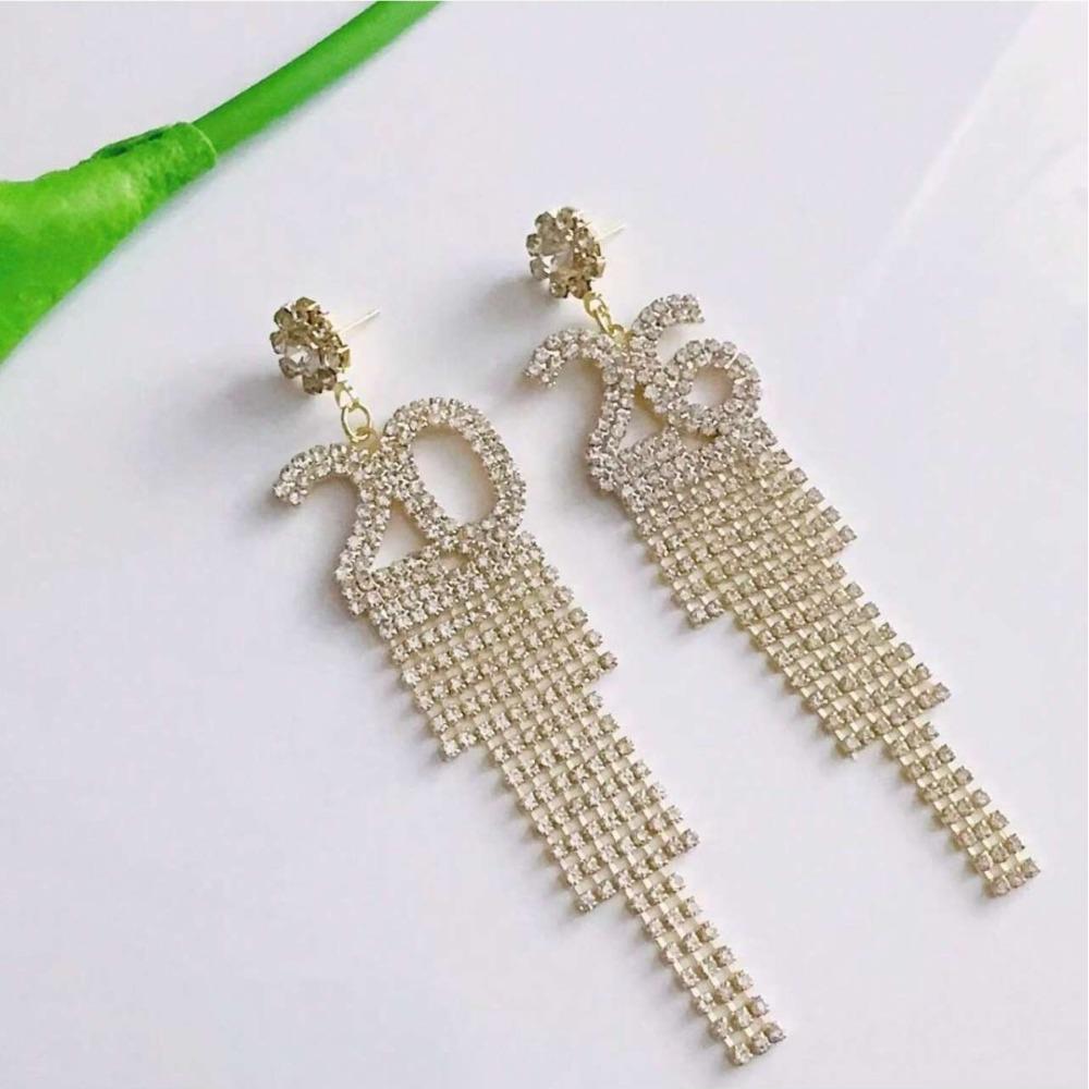 

Aesthetic 2026 Stud Earrings Crystal Jewelry Rhinestone Earrings New Year Earrings Christmas Style 8