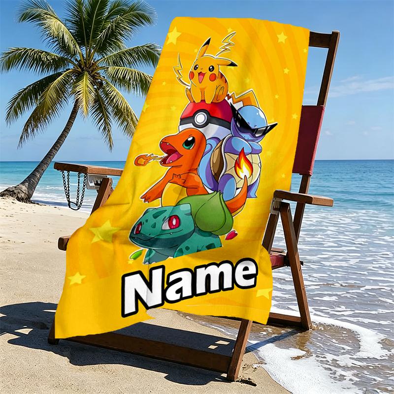 Custom Name Personalized card game Print Beach Towel, for Trip Camping Beach Party Home Decor, Birthday Gift for Family & Friends