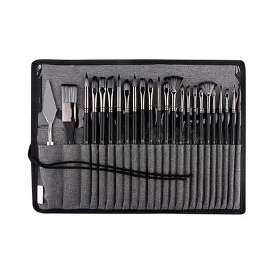25 Pieces Paint Brush Set Portable Nylon Bristles Oil Paint Brush Set Artists Painting Supplies for Professional