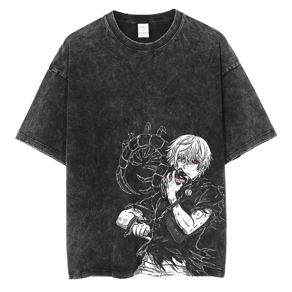 Hip Hop T-Shirt Anime Printed Streetwear Short Sleeve Vintage Japanese Graphic TShirt Men Harajuku Casual Daily Wear Cool Top