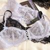 Sexy Hollow Bra French Ultra Thin Lace Embroidery Women Lingerie Set Underwire Push Up Bras Breathable Underwear and Panties Set