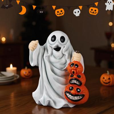 Kürbisse Und Geisterfigur Harz Gruselige Halloween Geisterdeko Gartenskulpturen Für Spukhaus Schule Klassenzimmer Schlafzimmer Herbst