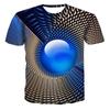 Summer Round Neck 3D Creative Vision Print Top Fashionable Casual Short Sleeved Men's T-shirts