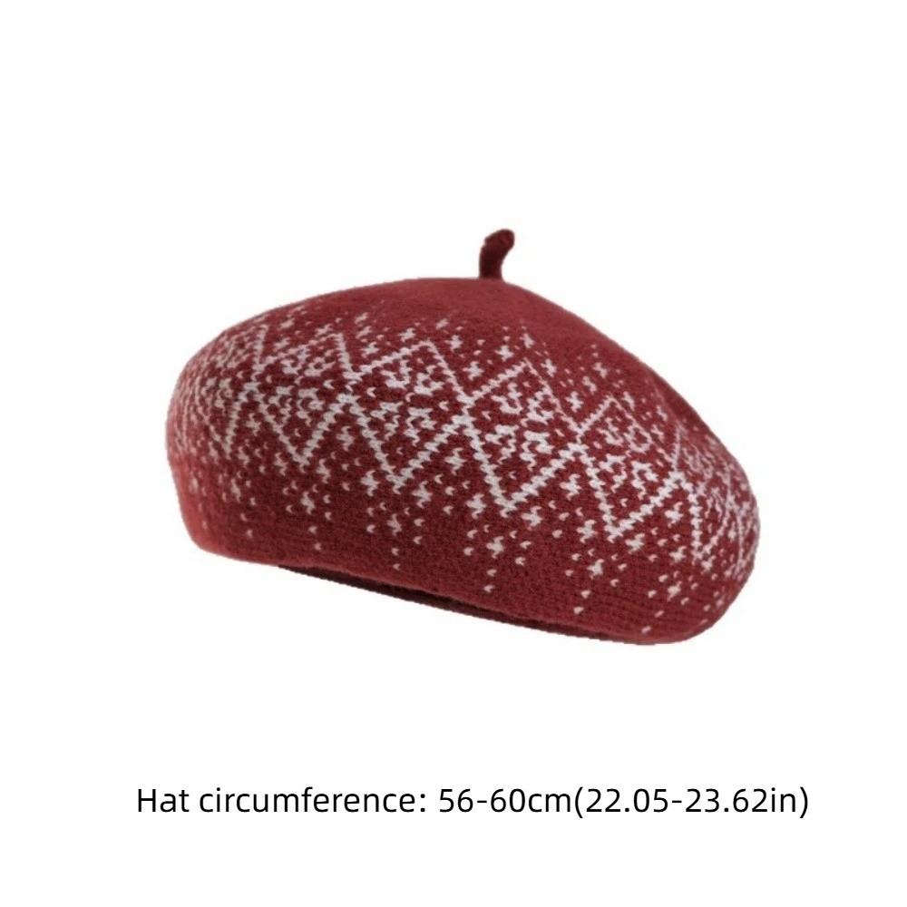 Keep Warm Beret Hat Retro Pattern Kintted Hat Retro Fashion Hat Autumn