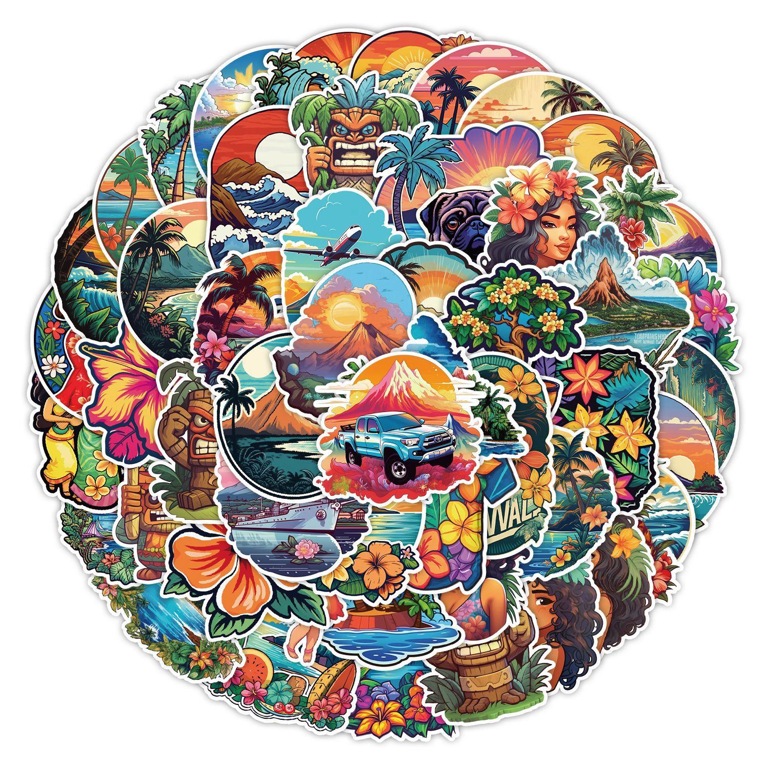 

50 Hawaiian Graffiti Stickers Car Mobile Phone Computer Decoration Stickers Waterproof Creative Stationery Stickers