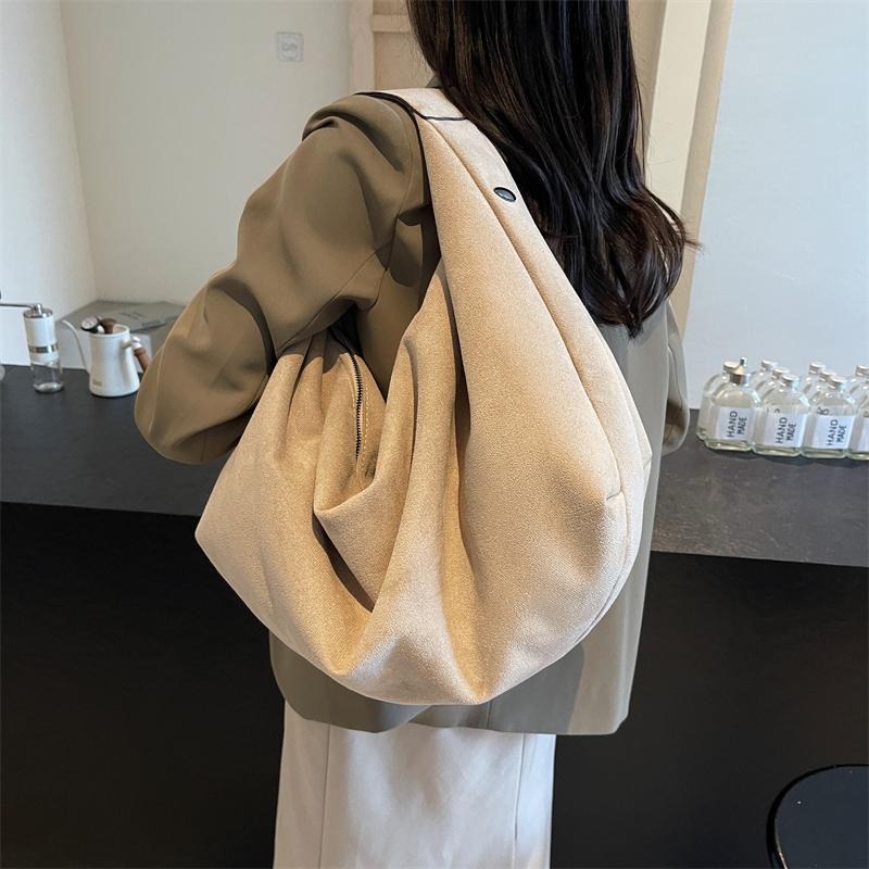 Vintage Suede Leather Large Capacity Tote Bag for Women Autumn Winter Shoulder Crossbody Bag