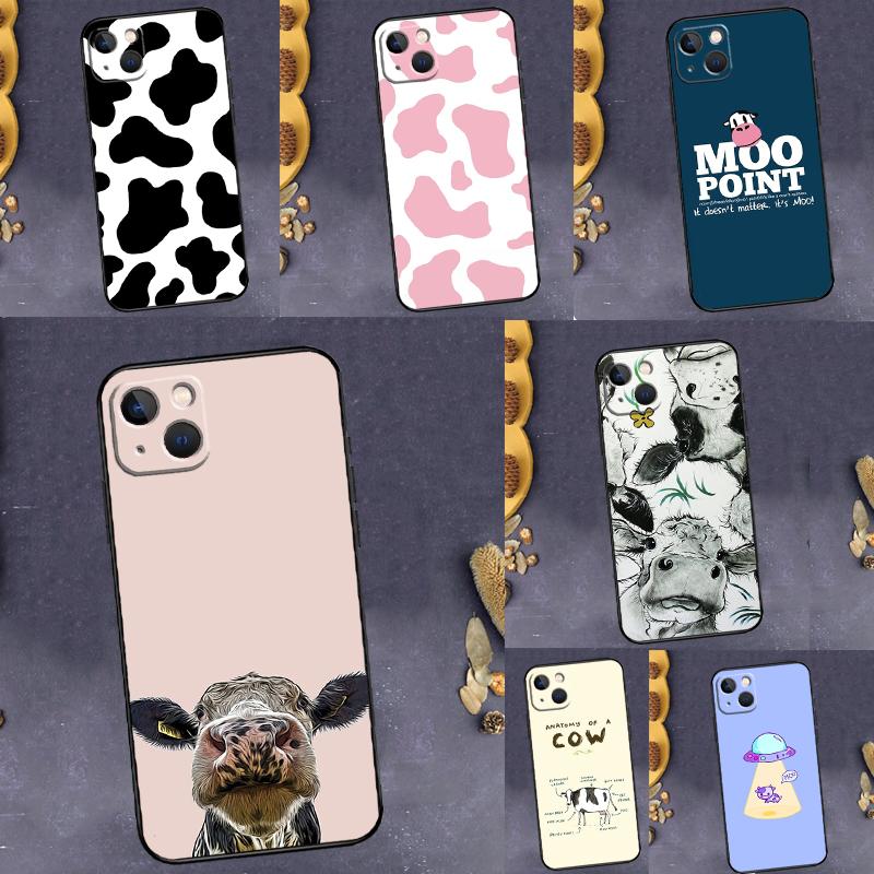 Cute Cow Moo Phone Case For iPhone 17 16 15 14 12 11 13 Pro Max mini 15 16 Plus 16e 17 Air Bumper Cover