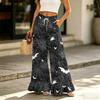 Pantaloni Larghi da Donna con Tasche Vita Alta Coulisse Vestibilità Larga Pantaloni Casual Stampa Halloween Leggeri Comodi
