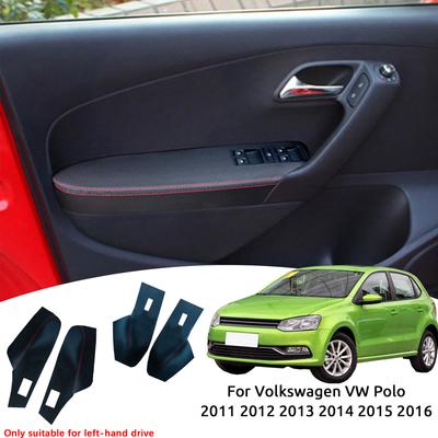 Perfekte Passform für Volkswagen VW Polo 2011 2012 2013 2014 2015 2016 PU-Leder Auto Innenraum Tür Armlehne Panel Abdeckung Aufkleber Zierleiste