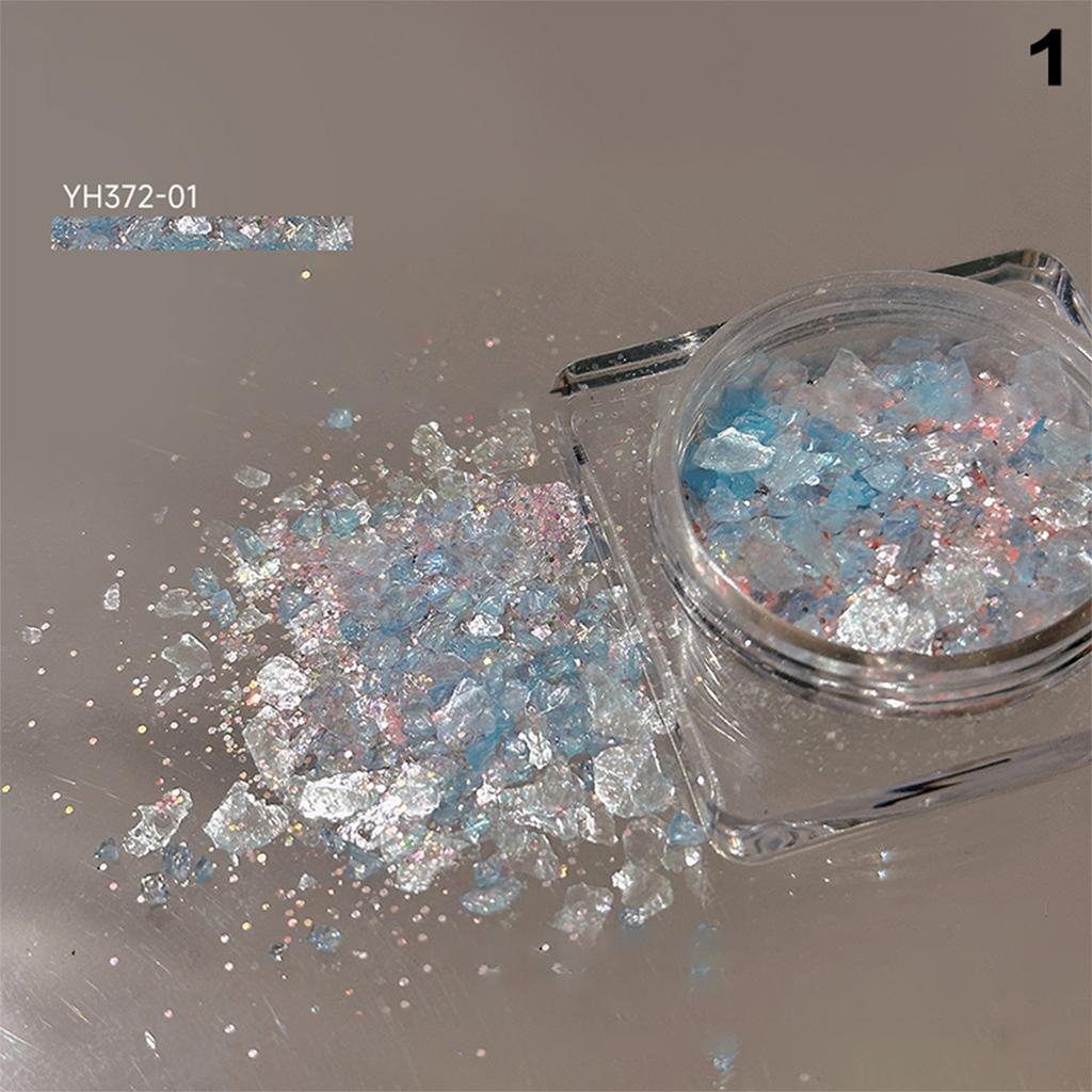 1Box Nail Glitter Powder Silver Glitter Iridescent Flakes Sequins Super Shining Paillette Pigment Dust For Nails Decoration