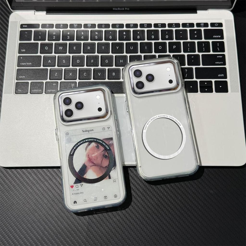 Magnetic Clear Phone Case for iPhone 18ProMax,18Pro,17 ProMax,17 Pro Card Insert DIY Photo Holder Soft TPU Cover