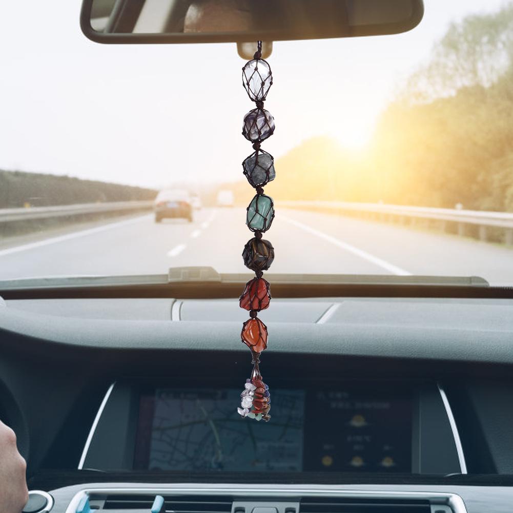 7 Colors Chakra Healing Crystals Gemstones Pendant Natural Stones Decor Hanging Car Home Ornament