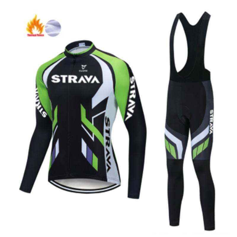 STRAVA Winter Long Sleeve Overalls Fleece Thermal Cycling Suit Bicycle Outdoor Equipment Fleece XS