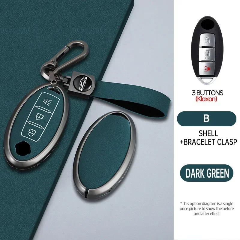 Alloy Key Case For Nissan Tiida Qashqai J11 J10 Micra Kicks Altima X-Trail Fuga Navara Leaf Note Sentra Murano Car Key Cover