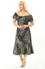 Women's Big Size Dress Madonna Neckline Strappy Pebble Pattern Dress