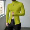 INCERUN Spring Men Turtleneck Long Sleeve Fitted Pullover Tops Undershirts