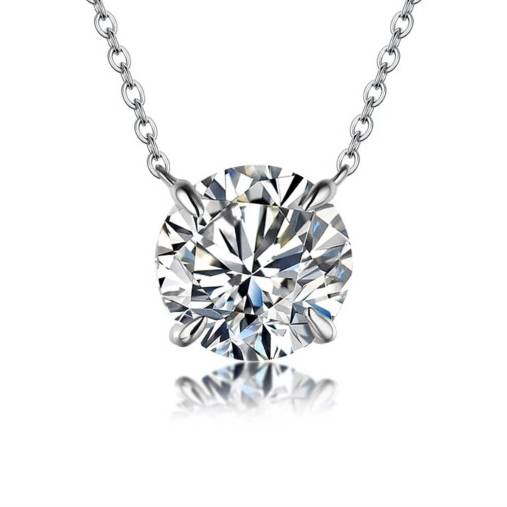 

Moissanite Dia 6.5mm 0.5-5CT Woman Pendant Sier Necklace For Women Chains Party Bridal Fine Jewelry 925sterling Silver Necklace 0.5CT VVSI1 5mm