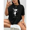 Plus Size Women Oversized A To Z Letter Print Short Sleeve Casual Tee