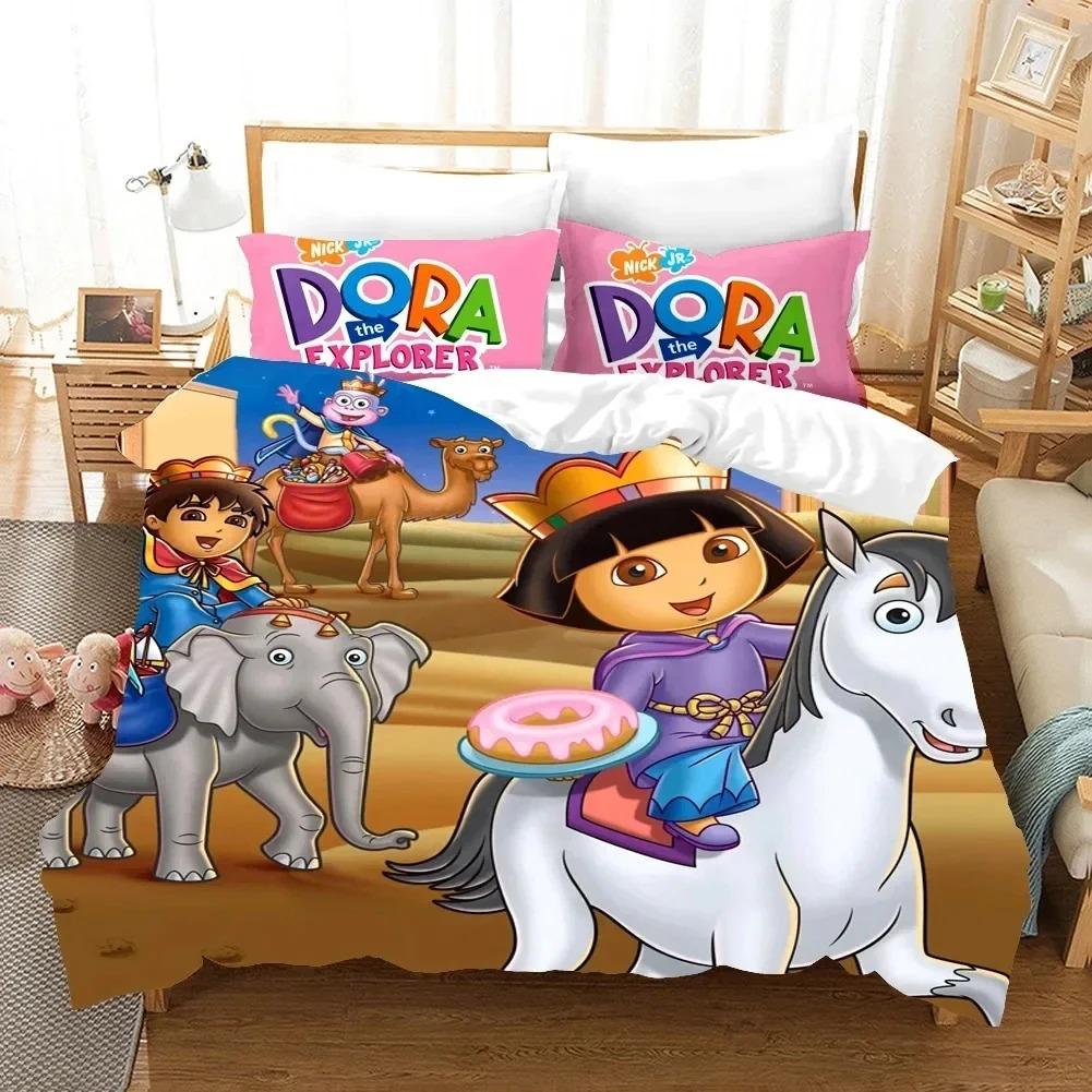 

Комплект постільної білизни 3D-мультфільми DORA EXPLORER Одномісний комплект постільної білизни King Size Kawaii Комплект постільної білизни для дорослих і дітей. AU King 240x210cm