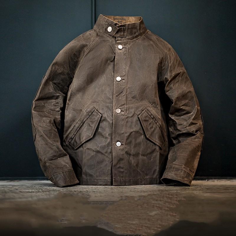 

Мужская куртка в стиле ретро с воротником-стойкой на весну и осень, молодежная тонкая водонепроницаемая куртка 2XL