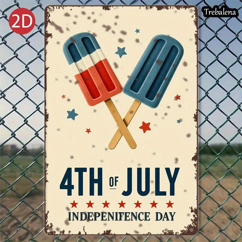 Aluminum Plate Metal Wall Art D Flat Retro Patriotic Popsicles Stars Tin Sign for Home Decor Living Room Bedroom Office Kit