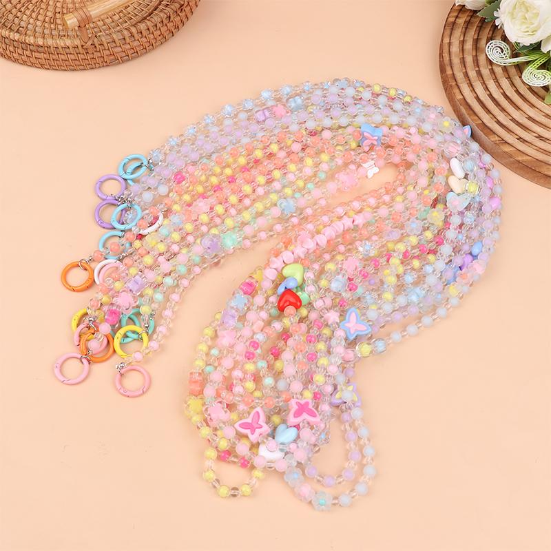 1.2M Crossbody Long Colorful  Beaded Mobile Phone Hanging Chain Mobile Phone Case Lanyard Travel Climbing Rope For Phone