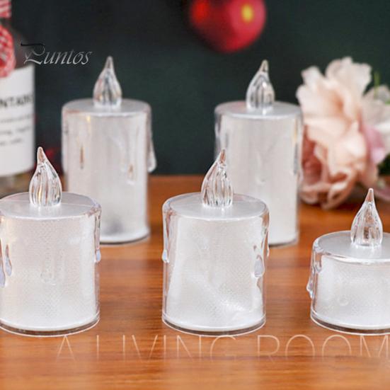 24 st genomskinlig elektronisk ljuslampa flimrande hög ljusstyrka Batteridriven stationär mini flamlöst ljus LED nattljus Födelsedagspresent