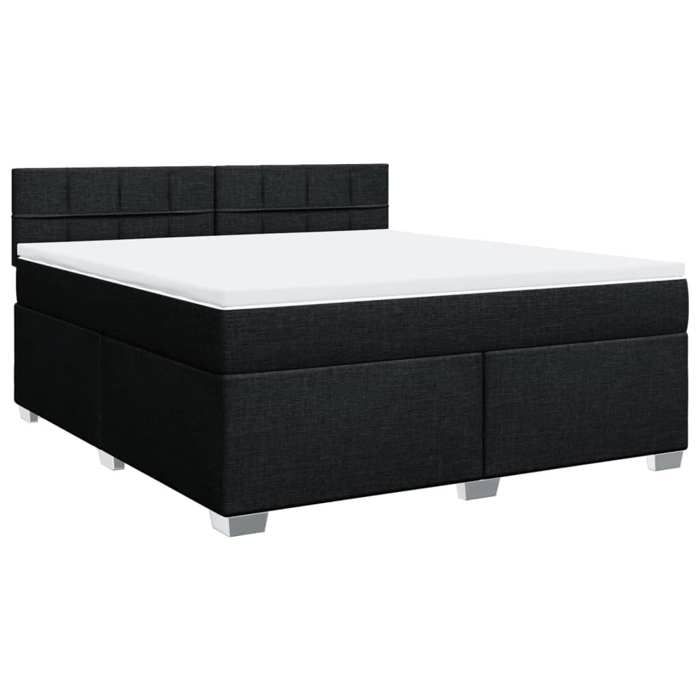 Exclusive House - Bed Slatted Base with Mattress Black 180x200 Cm Fabric