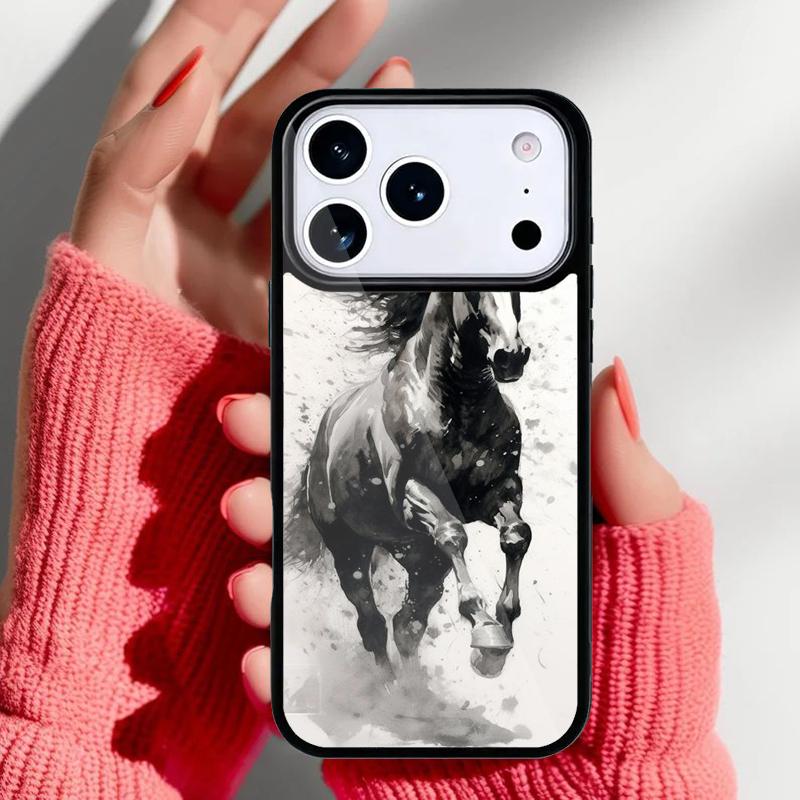 Horse Painted Art soft Phone Case for iPhone 17 16 15 14 13 Pro Max Back Cover for 12 11 Pro Coque