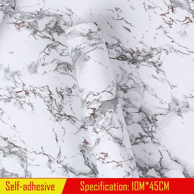 Waterproof Oil-proof Grey Marble Wallpaper Contact Paper Wall Stickers PVC Self Adhesive Bathroom Kitchen Countertop Home Improvement