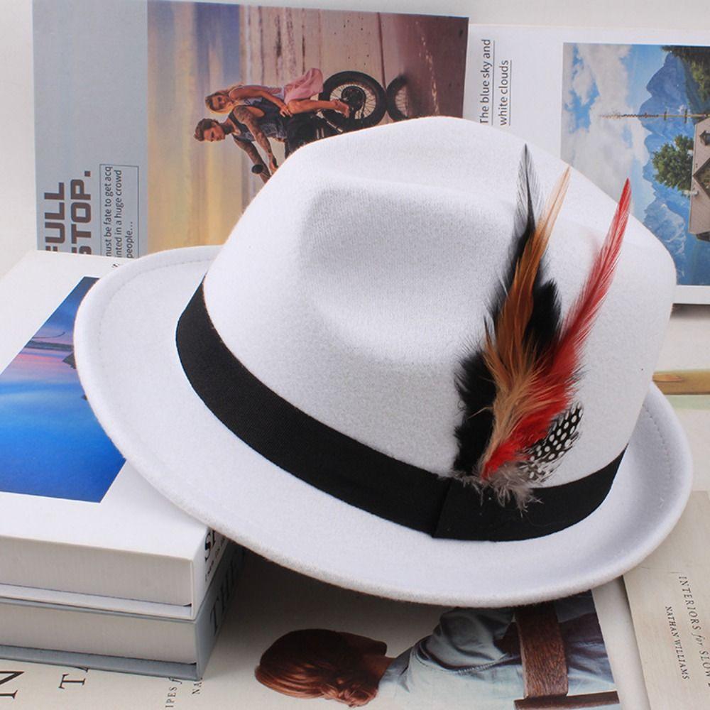 Dress Up Feather Decors Fedora Hat Fedora Hat Bucket Hat Retro Topper Hat Costume Accessories