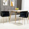 (Old SKU:W1880109475)Velvet Dining Chair Set with Golden Metal Legs, Hand-Woven Design and Soft Cushions for Dining Room and Bedroom (Set of 2)