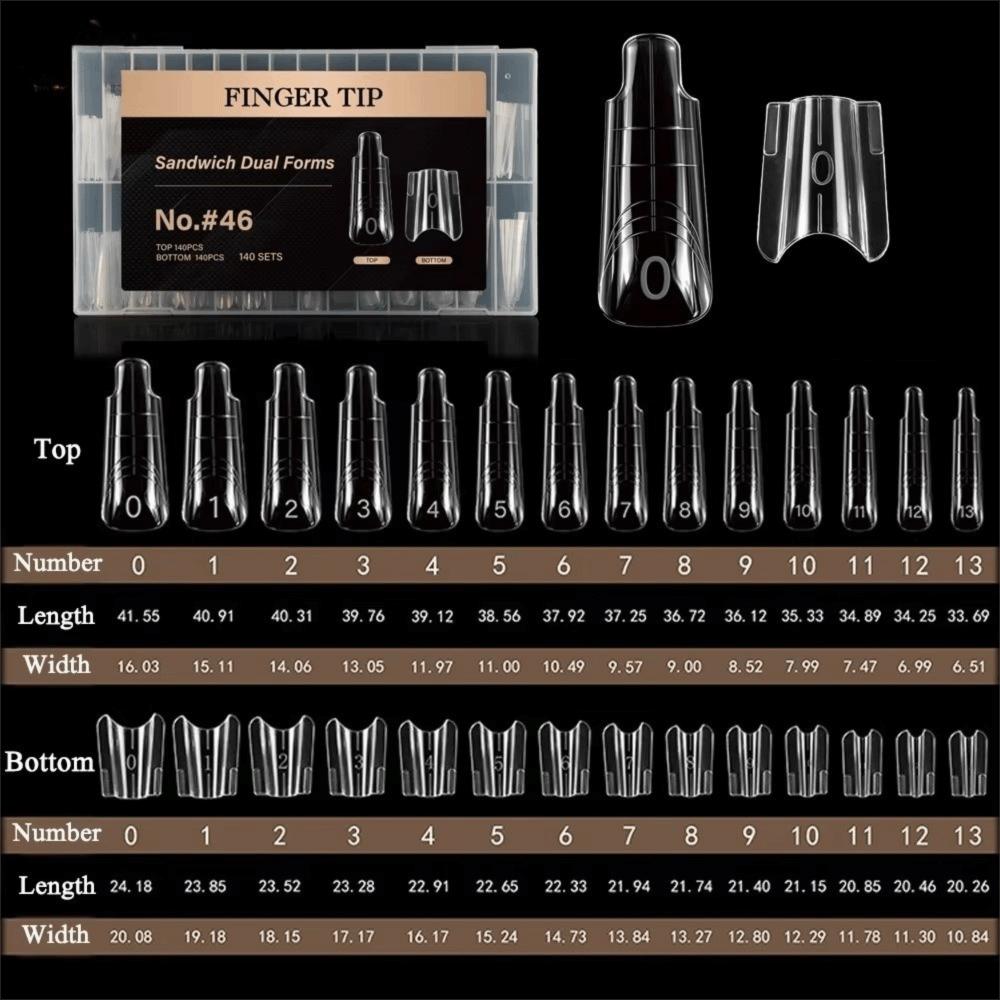 140/280pcs Reusable Nail Extension Forms Square Oval Coffin Nail Molds Manicure Tools